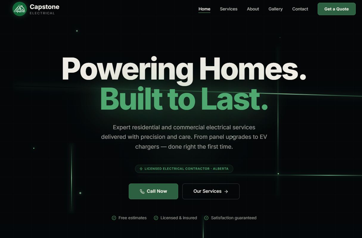 Capstone Electrical website design by MR Web Solutions - Calgary electrical contractor